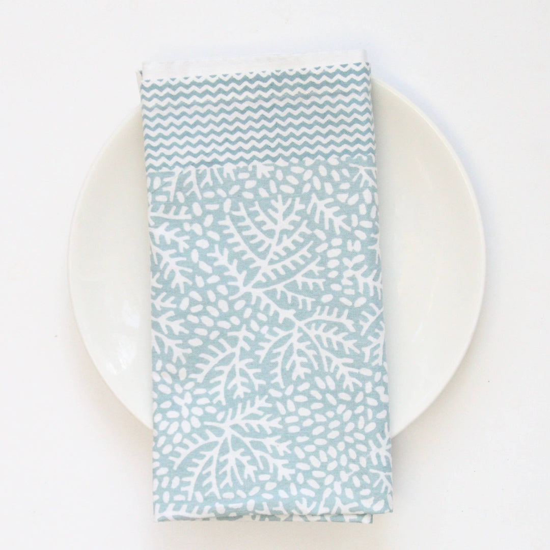 Handmade Floral Napkin in Blue