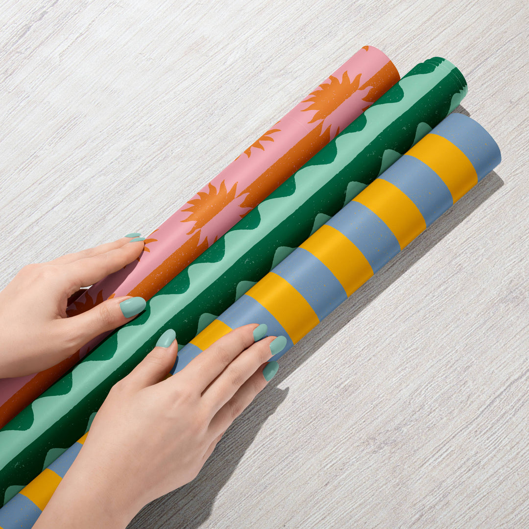 Green Geometric Recycled Wrapping Paper