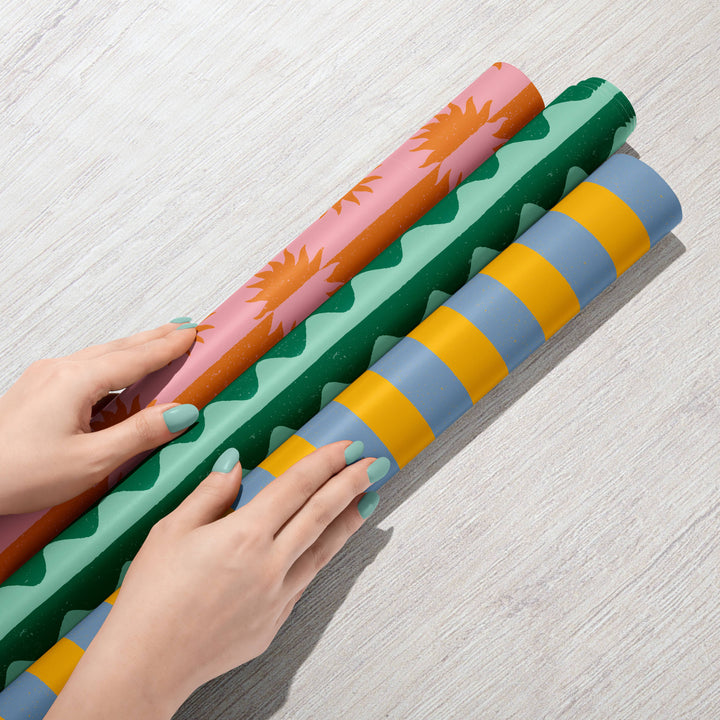 Green Geometric Recycled Wrapping Paper
