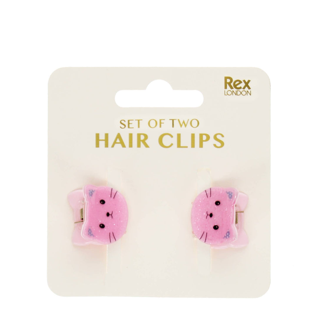Mini Hair Claw Clips (set of 2) - Pink Cats