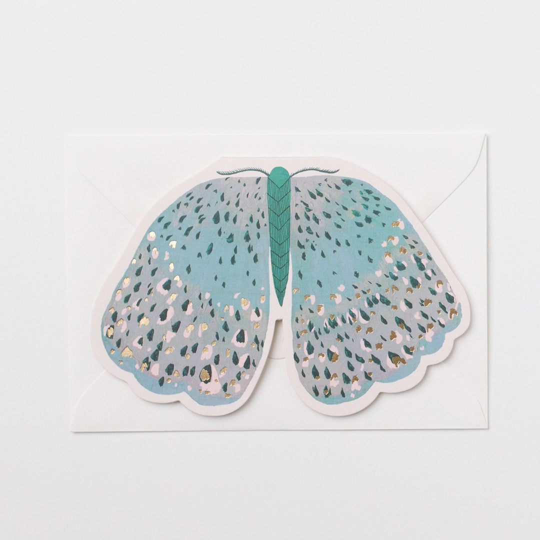 Turquoise Moth Greeting Card