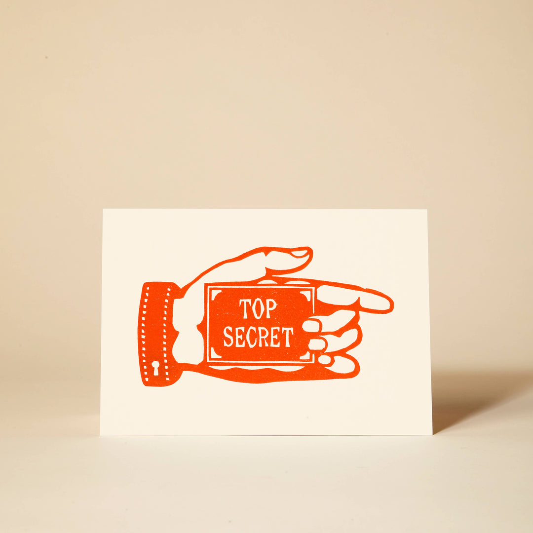 Top Secret Linocut Card