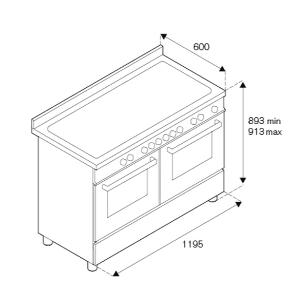 Bertazzoni Professional Series -120 cm induction top + griddle, electric double oven Professional Series