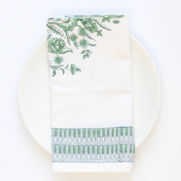 Handmade Fleur Napkin in Green & Blue