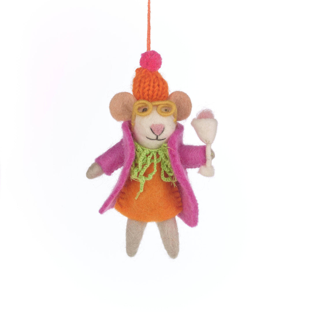 Handmade Felt Margie the Merry Mouse Decoration