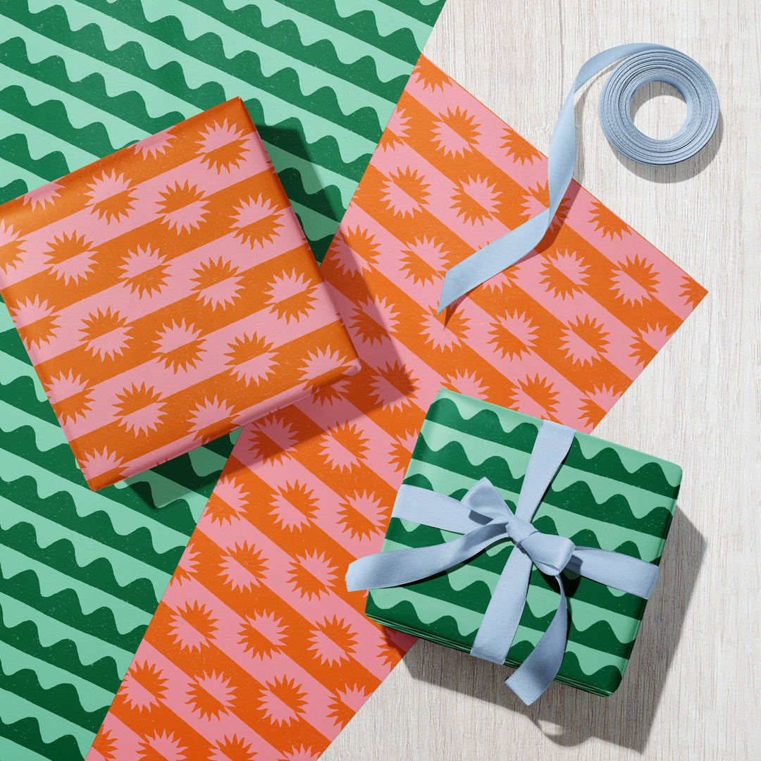 Green Geometric Recycled Wrapping Paper