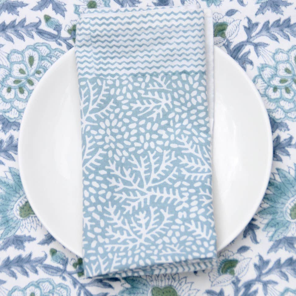 Handmade Floral Napkin in Blue