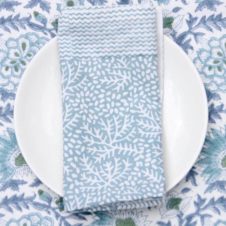 Handmade Floral Napkin in Blue