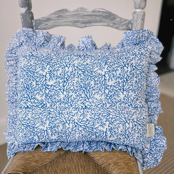 Block Print Coraline Frill Cushion
