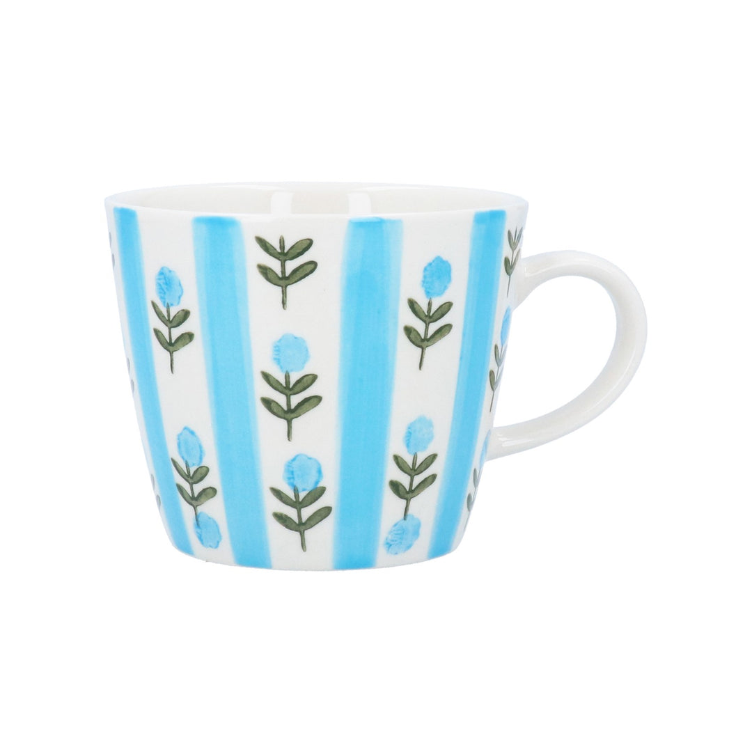 Blue Stripe Flower Mug