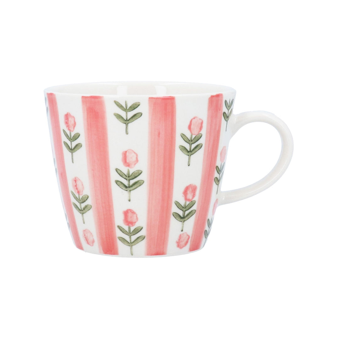 Pink Stripe Flower Mug