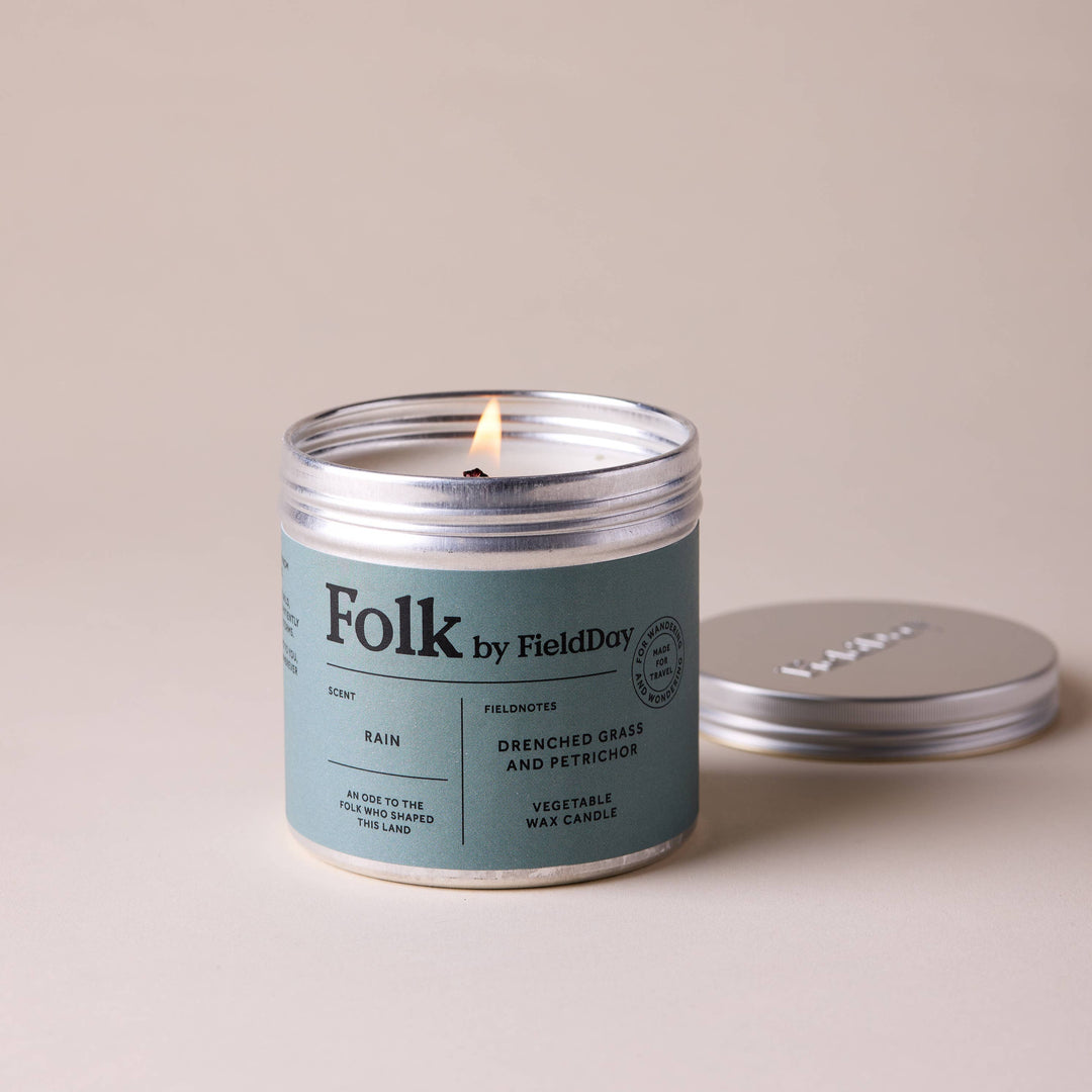 Rain Vegetable Wax Folk Tin Candle