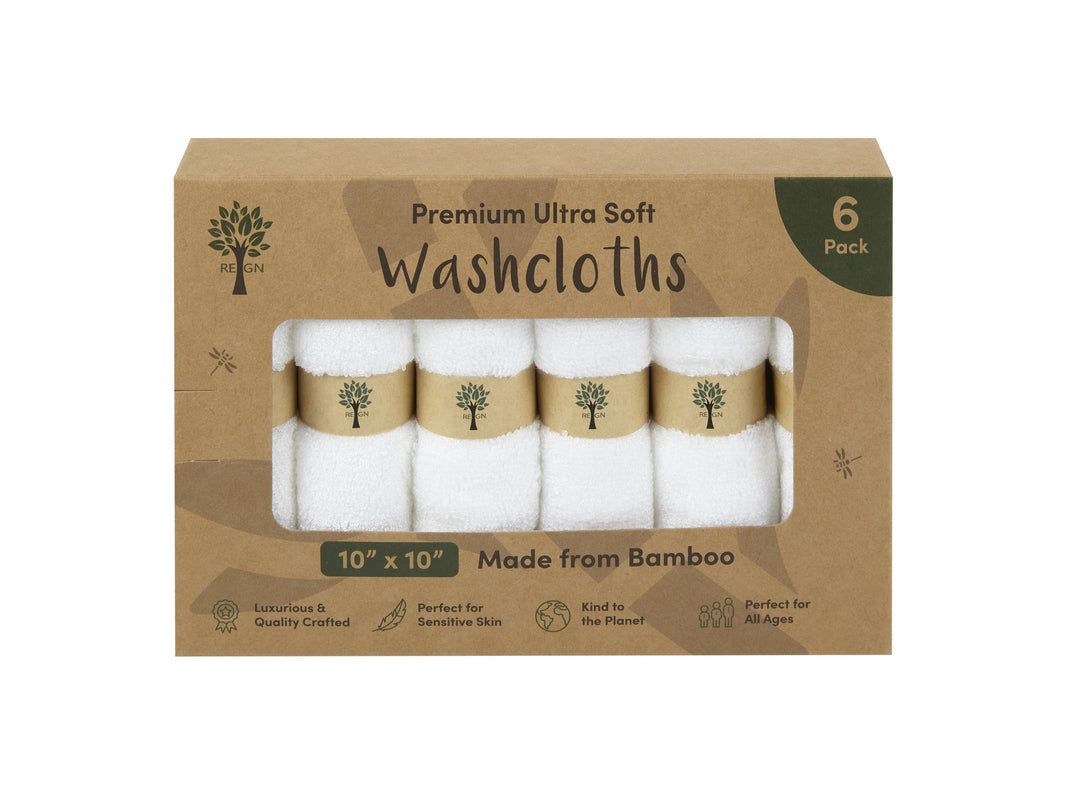 Organic Bamboo Face Cloths - 6 Pack