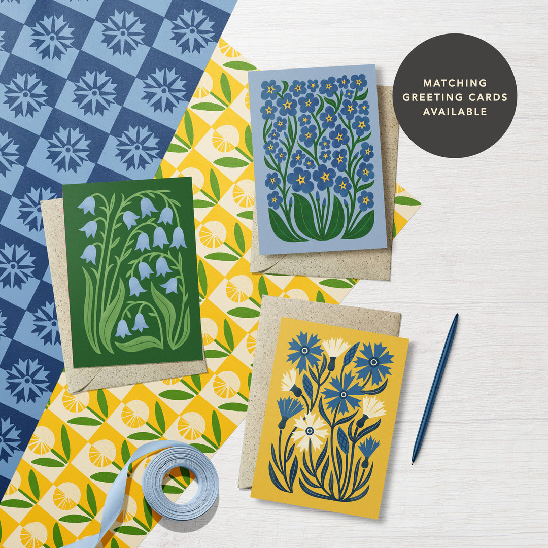 Cornflower Checkered Recycled Gift Wrap
