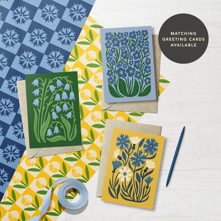 Cornflower Checkered Recycled Gift Wrap