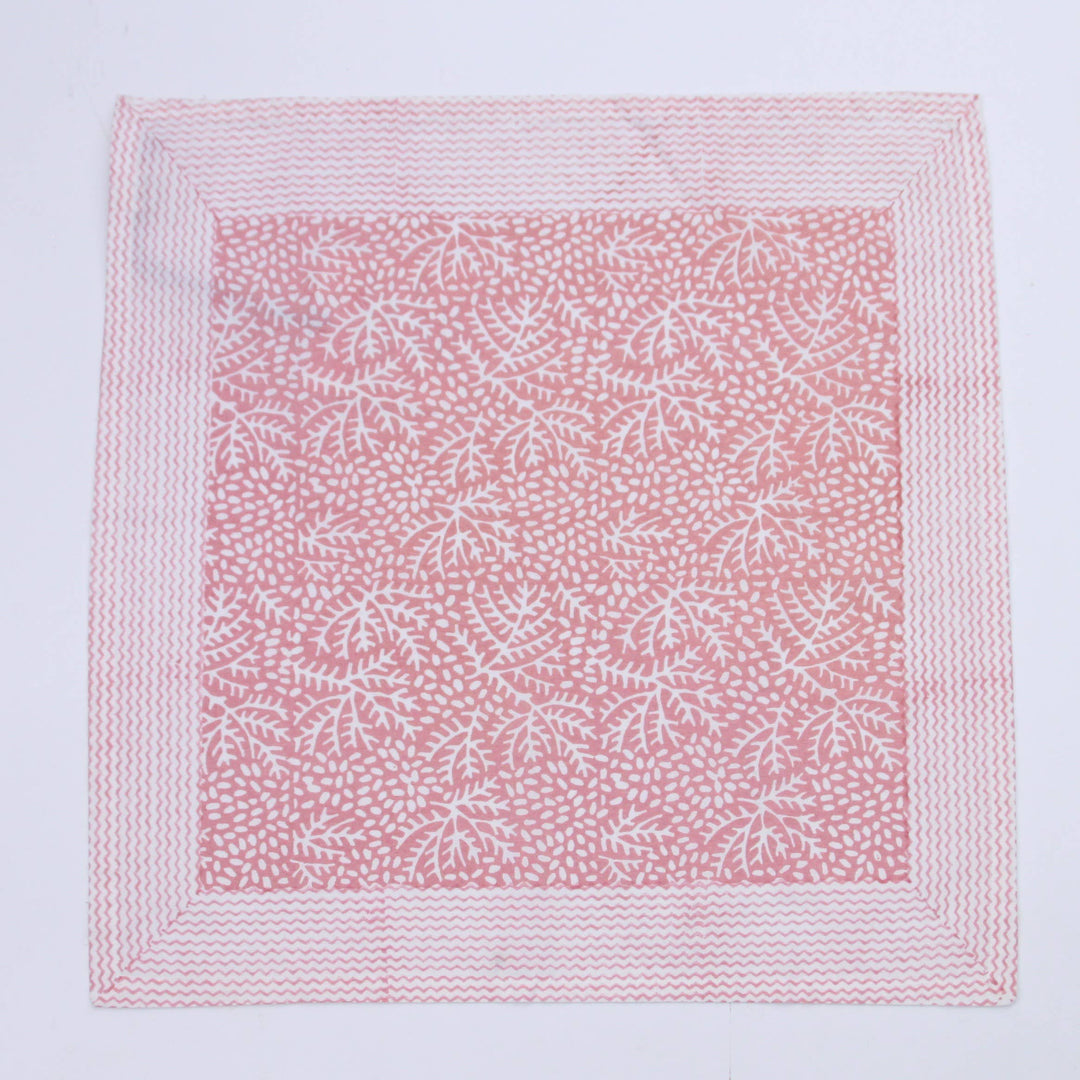 Handmade Floral Napkin in Coral