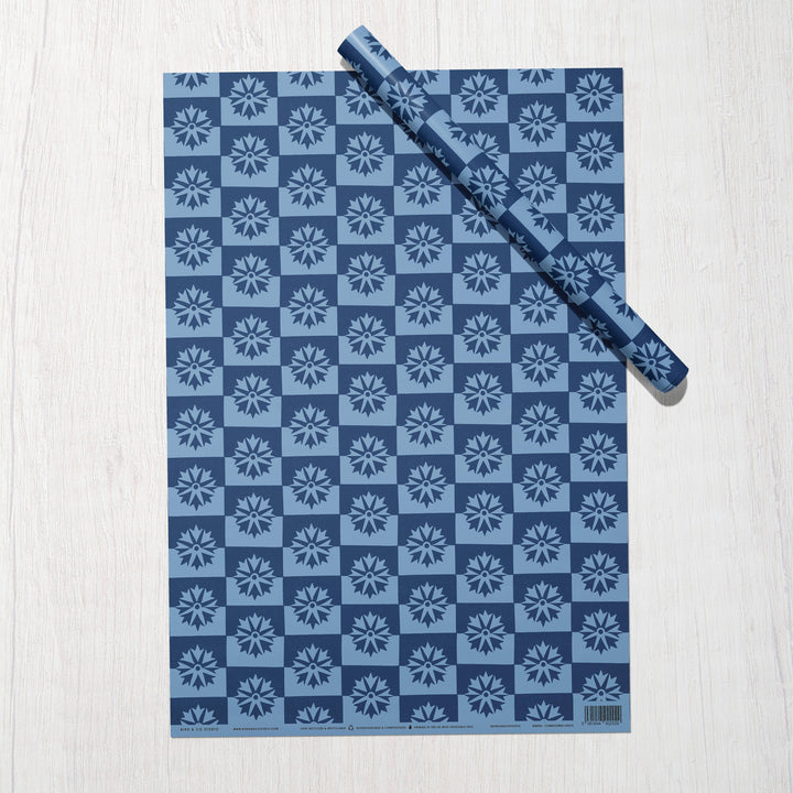 Cornflower Checkered Recycled Gift Wrap
