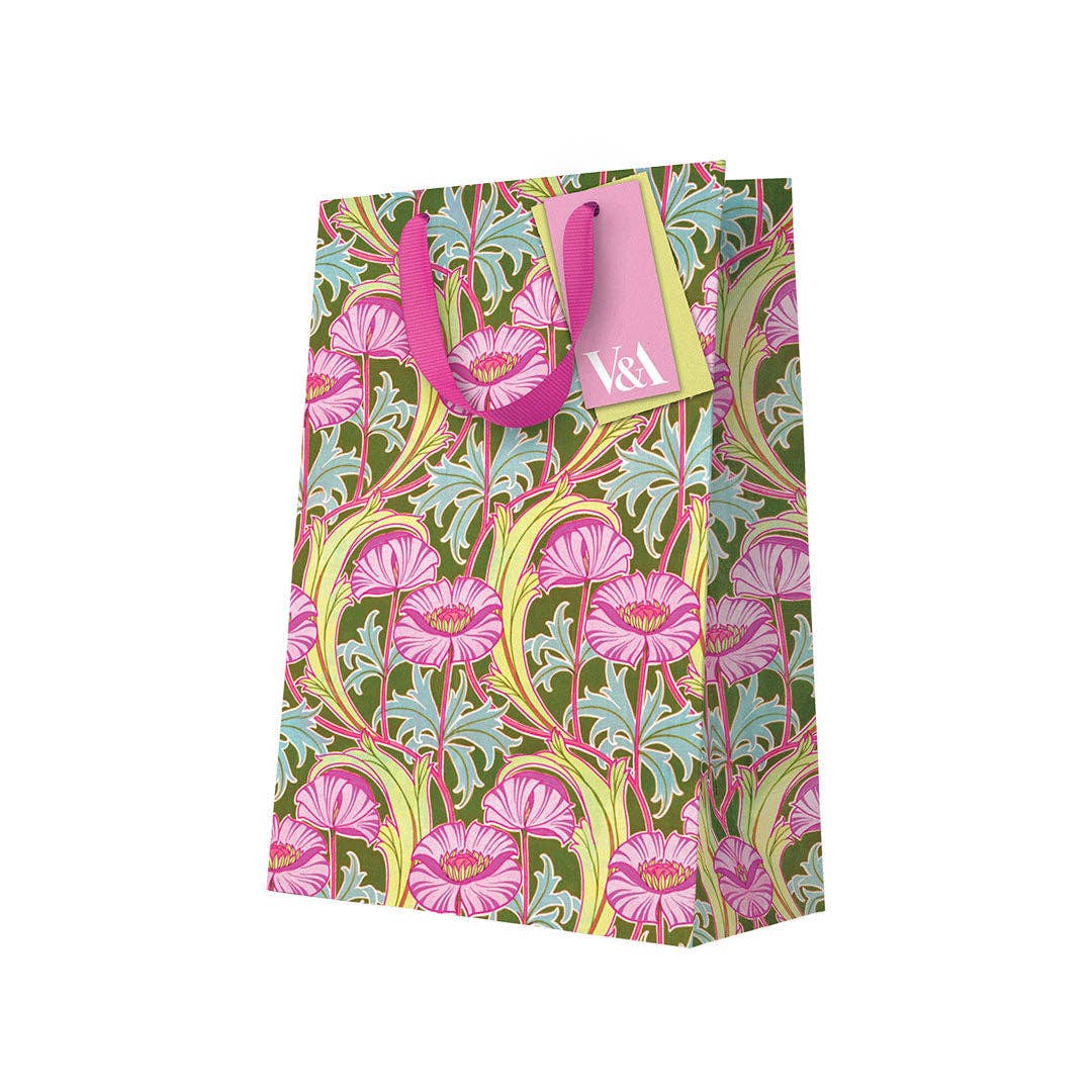 Neon Floral Pink Poppies Large Gift Bag