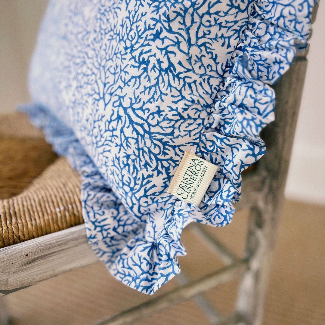 Block Print Coraline Frill Cushion