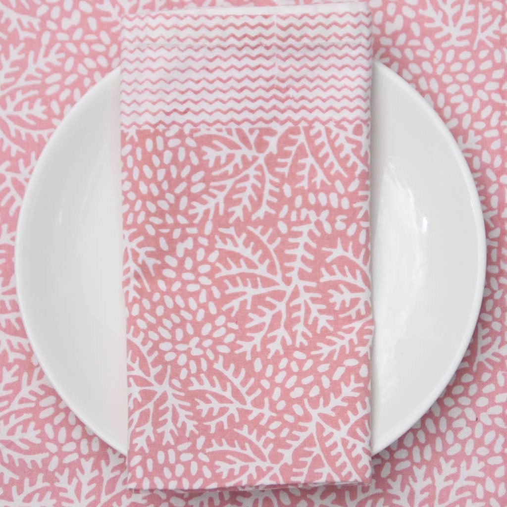 Handmade Floral Napkin in Coral