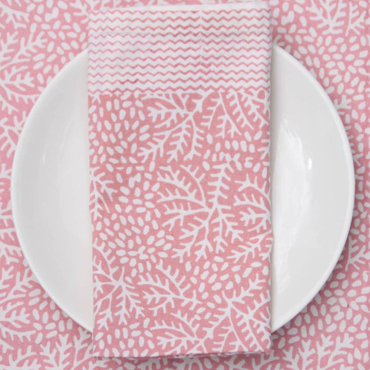 Handmade Floral Napkin in Coral
