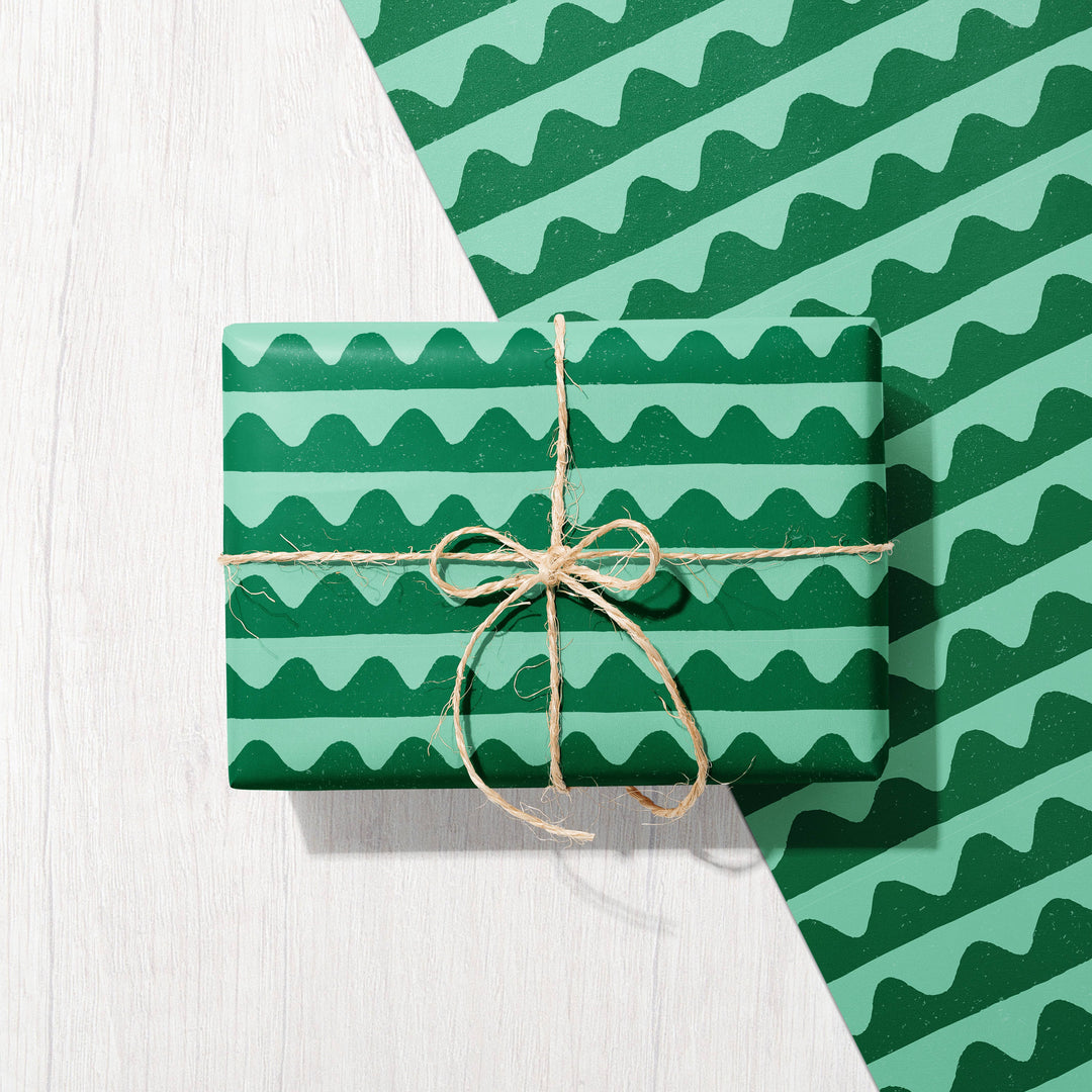 Green Geometric Recycled Wrapping Paper