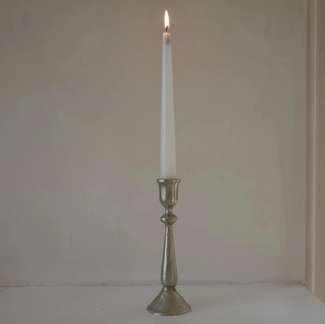 Antique Silver Hammered Candlestick - Large