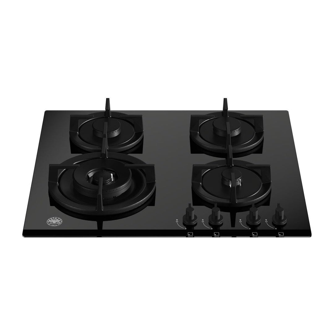 Bertazzoni gas hob p604lmodgne black on glass showcase image