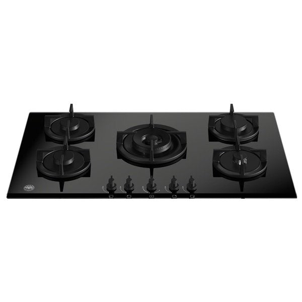 Bertazzoni gas hob p905cmodge black on glass showcase image