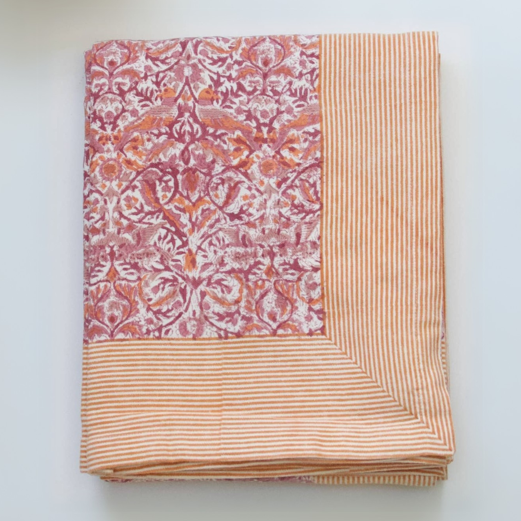 Bold Birds Blockprinted Tablecloth