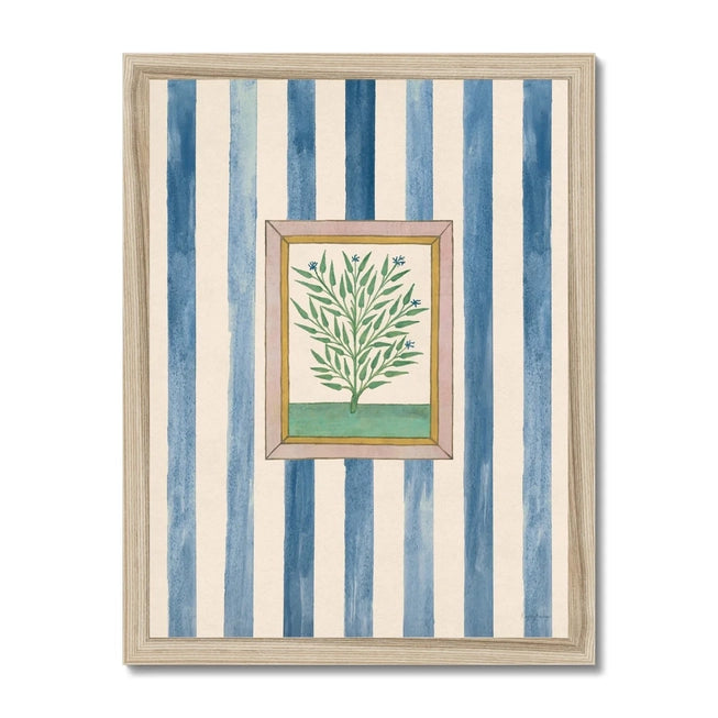 Book of Herbs Blue Stripe Framed Print