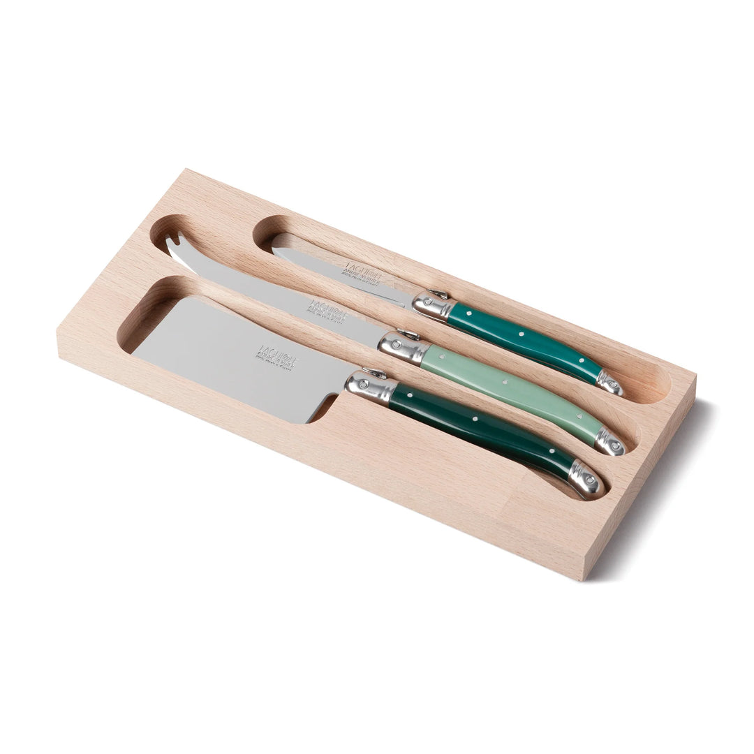 Cheese Knife, Cleaver & Butter Knife Set in Green