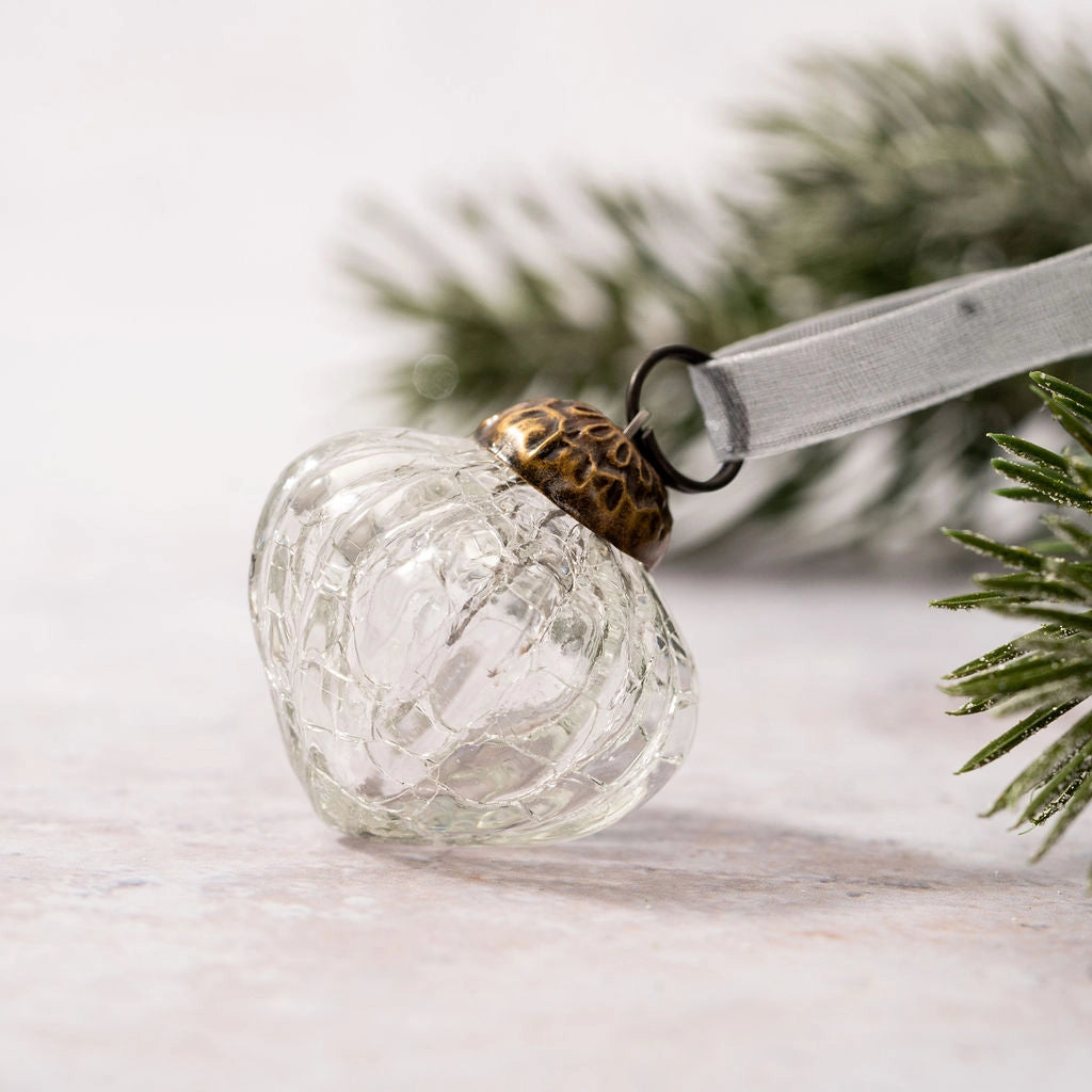 Clear Crackle Mini Glass Lantern Bauble
