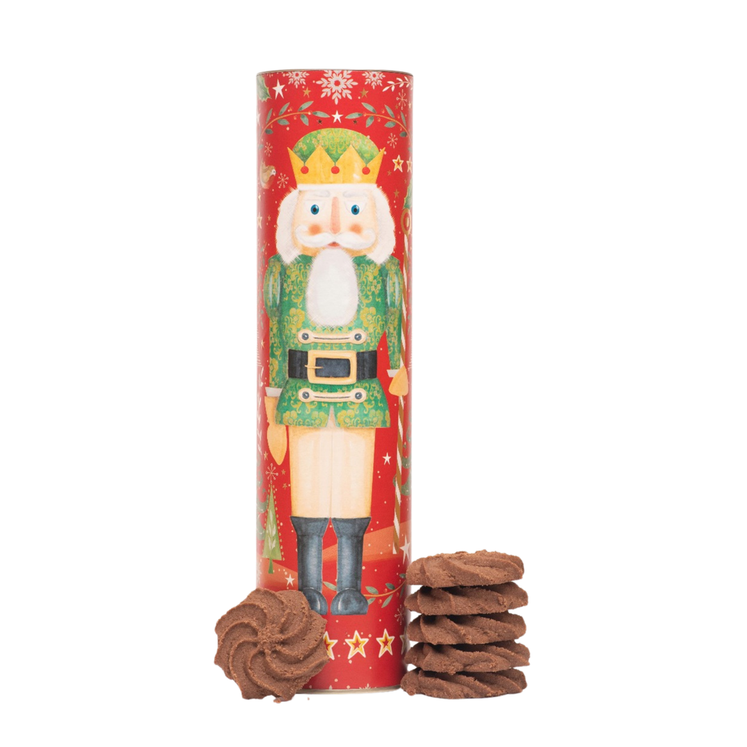 Christmas Nutcracker Chocolate Whirl Biscuit Tube