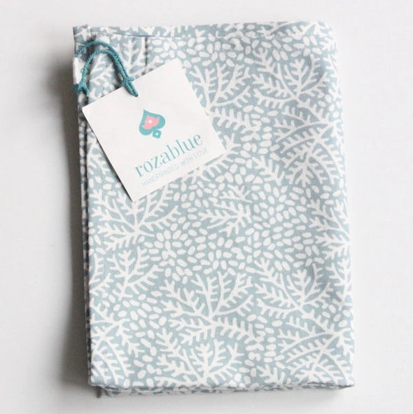 Blockprint Floral Dusty Blue Dishcloth