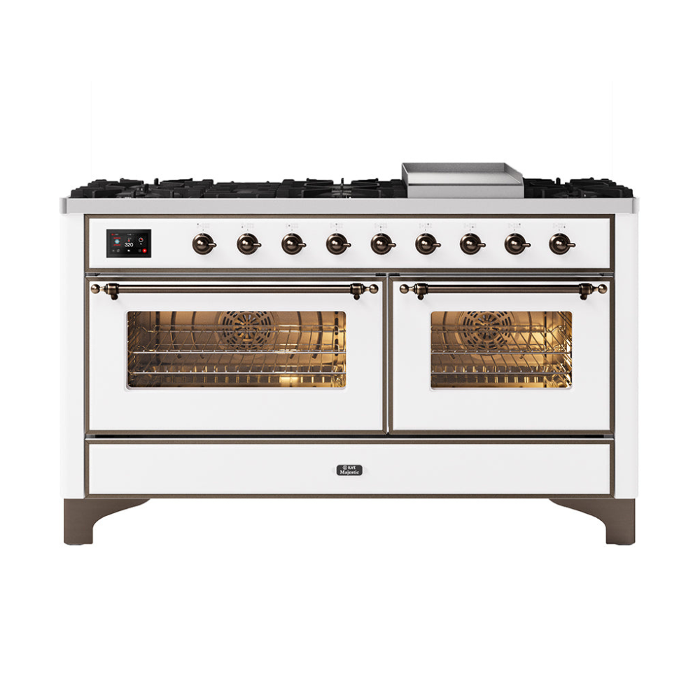 ILVE 150cm Majestic Milano Fry Top Double Oven Dual Fuel Range Cooker