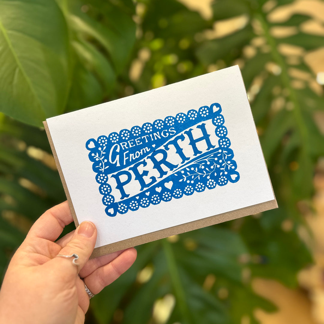 Greetings From Perth Linocut Card