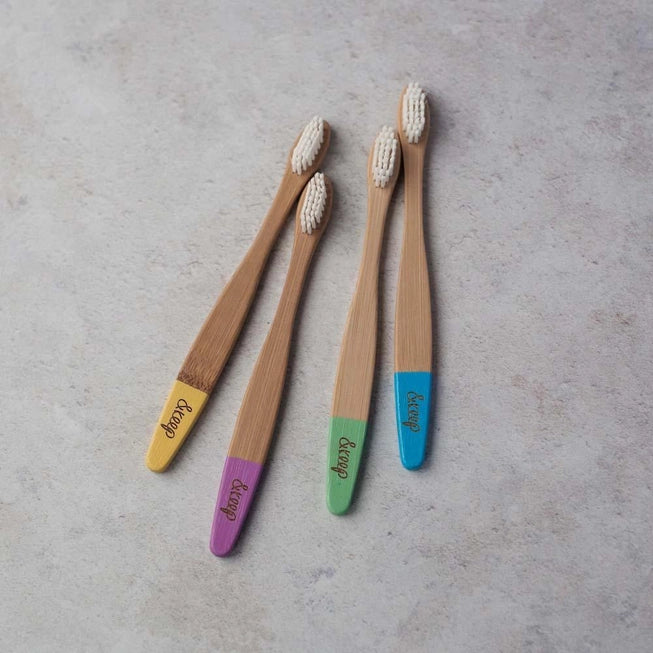 Set of 4 Kids Bamboo Toothbrushes