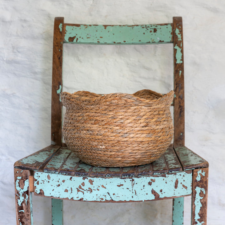 Seagrass Basket Planter Shallow Frill Edge