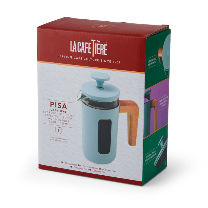 Pisa 3 Cup Cafetiere in Sky Blue