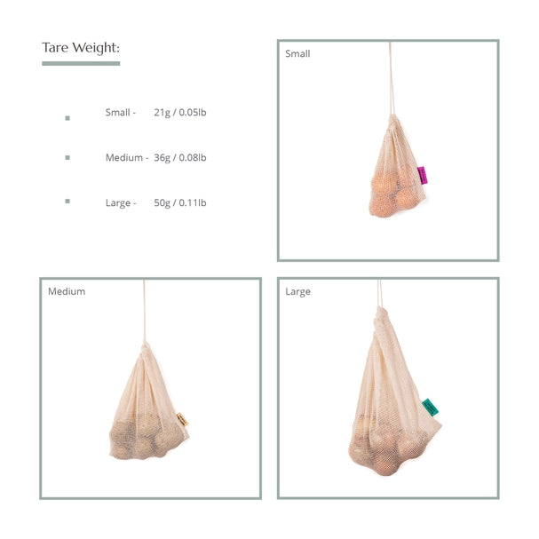 Mesh Organic Cotton Produce Bag Set of 3