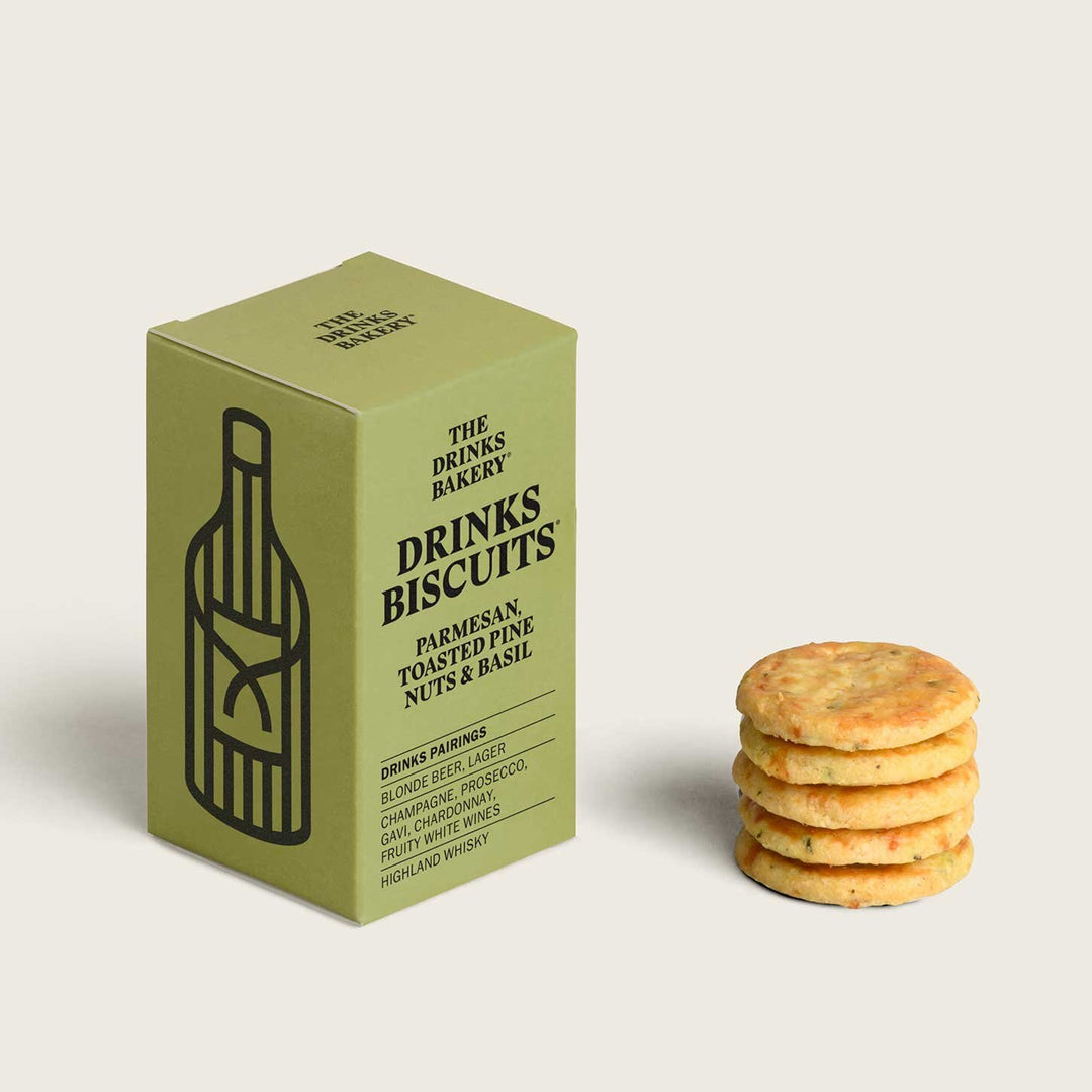 Parmesan, Toasted Pine Nuts & Basil Drinks Biscuit