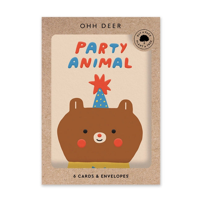 Party Hat Bear Invitation Card Set