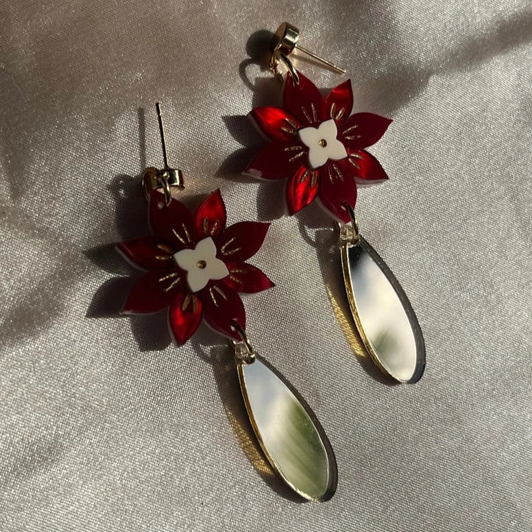 Poinsettia Dangle Earrings