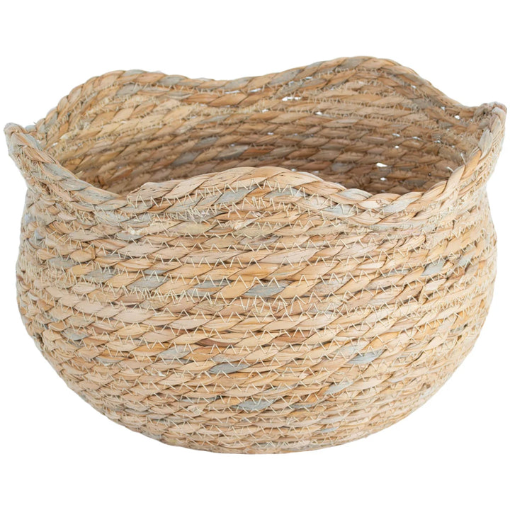 Seagrass Basket Planter Shallow Frill Edge