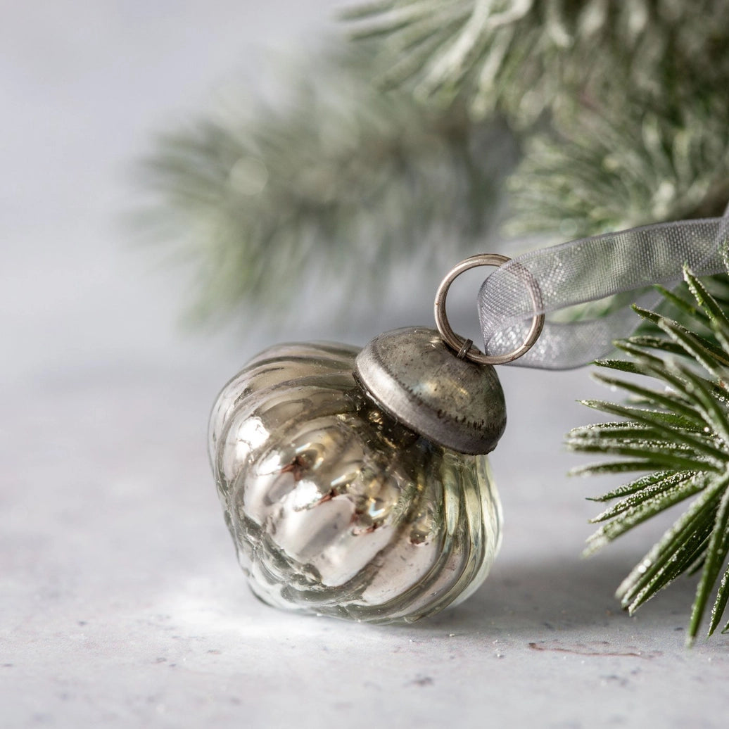 Silver Mini Glass Lantern Bauble