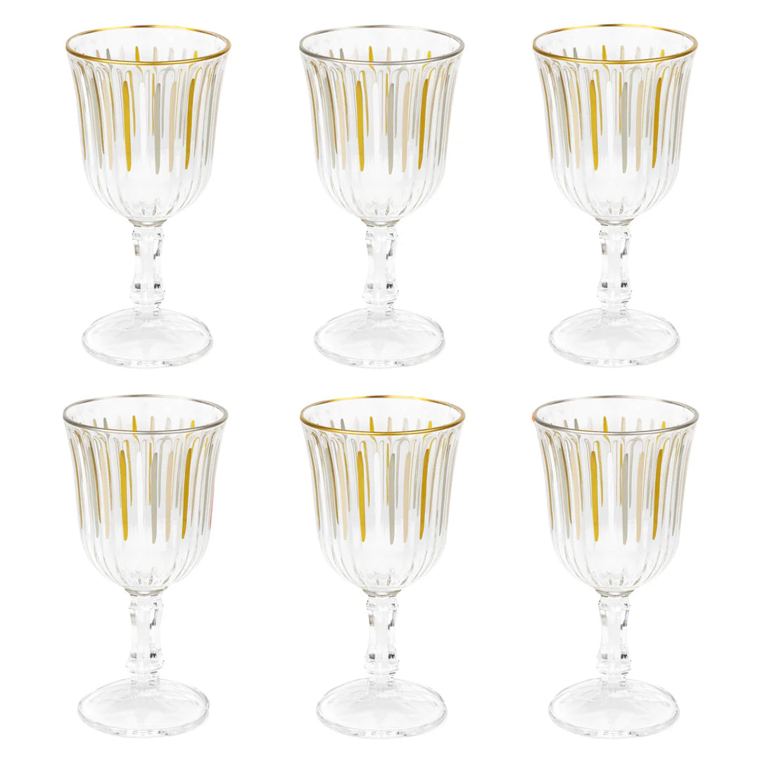 White & Gold Striped Wine Glass