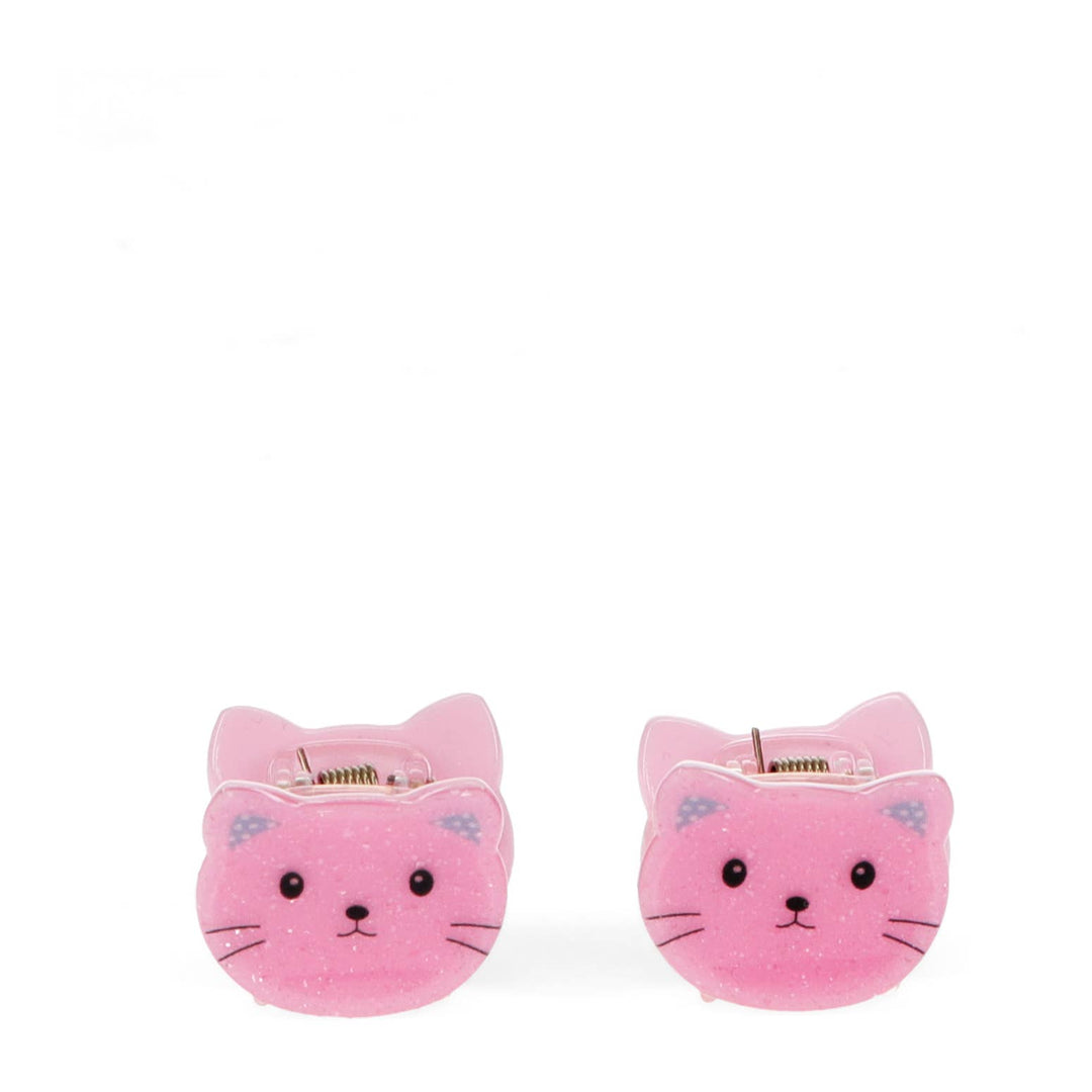 Mini Hair Claw Clips (set of 2) - Pink Cats