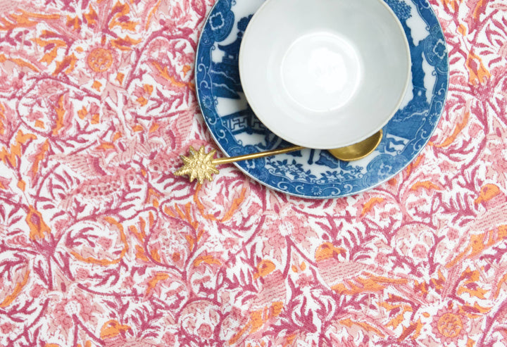 Bold Birds Blockprinted Tablecloth