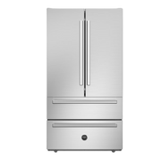 bertazzoni french door 90cm refrigerator with professional series handles front view